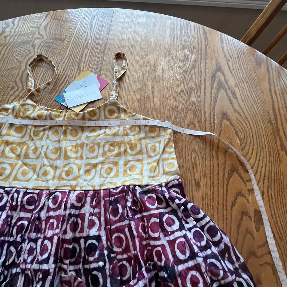 NWT BUSAYO Ade Spaghetti Strap Mixed Batik Tiered Dress Size M Front Pockets - Picture 4 of 12